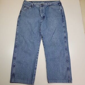Men's Wrangler Regular Fit Size 38 X 32 Blue Jeans 96501SL 5 Pockets